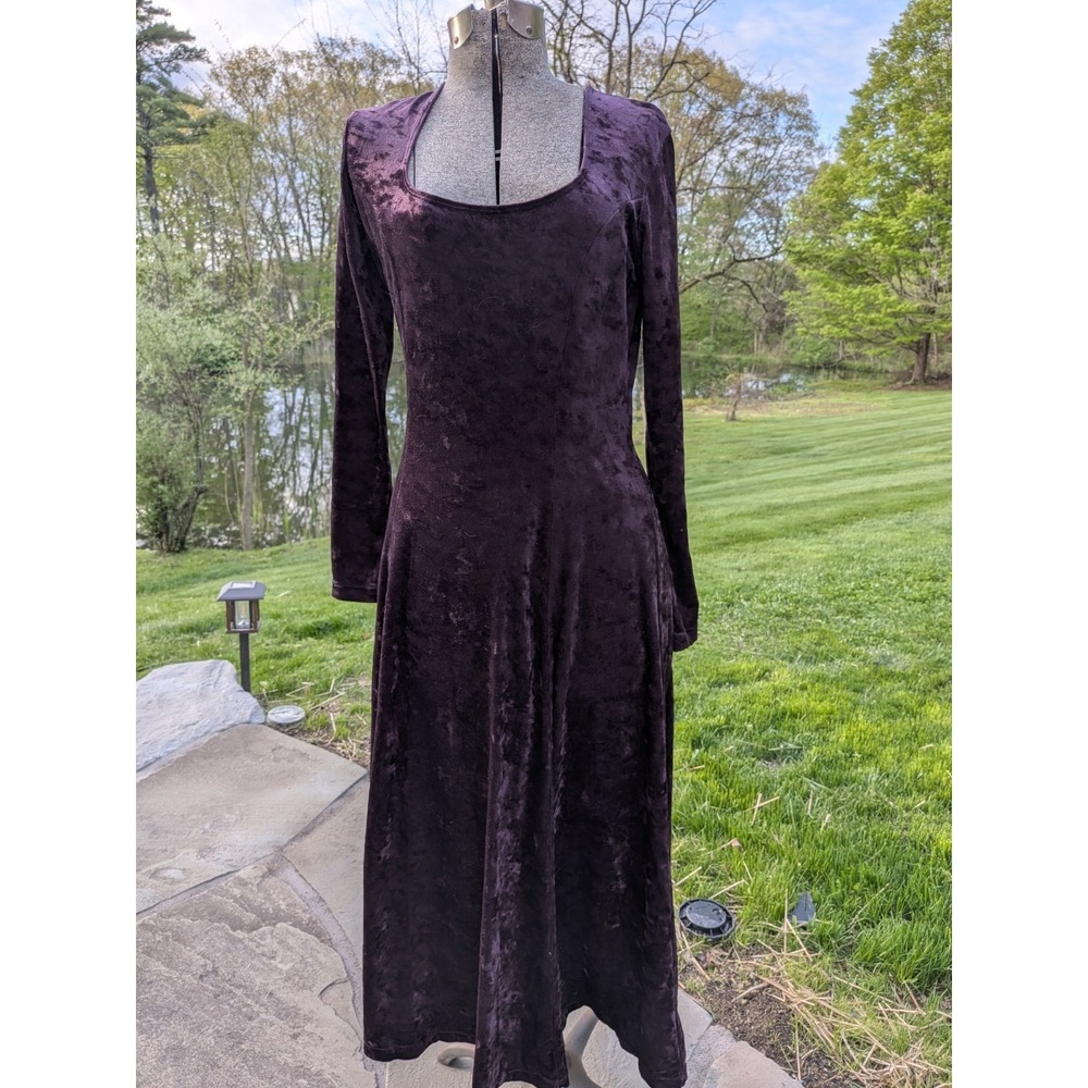 90's Y2K Vintage JumpingJoy Crushed Velvet Whimsigoth Witchy DK Romantic Dress M